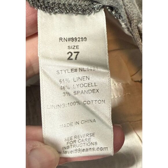 Anthropologie Level 99 Womens Green Linen Blend Shorts Sz 27 Chino Stretch - Picture 10 of 11